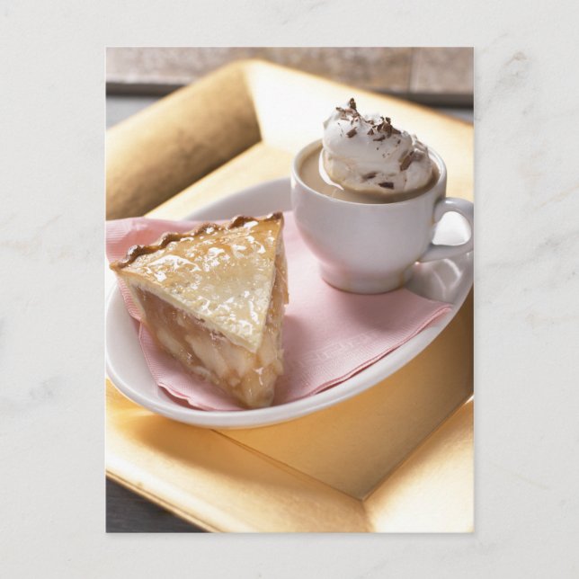 Apfelkuchen und heißer Kakao Postkarte (Vorderseite)