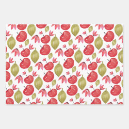 Apfelmuster Wasserfarbe Handlackierte Wrapping Pap Geschenkpapier Set