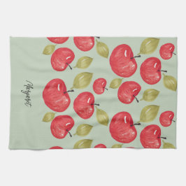 Apfelmuster Wasserfarben Handlackierte Monogramm Geschirrtuch