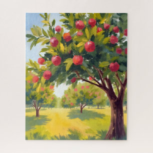 Apfelplantage Herbst Wasserfarben