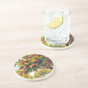 Apfelplantage Herbst Wasserfarben Getränkeuntersetzer