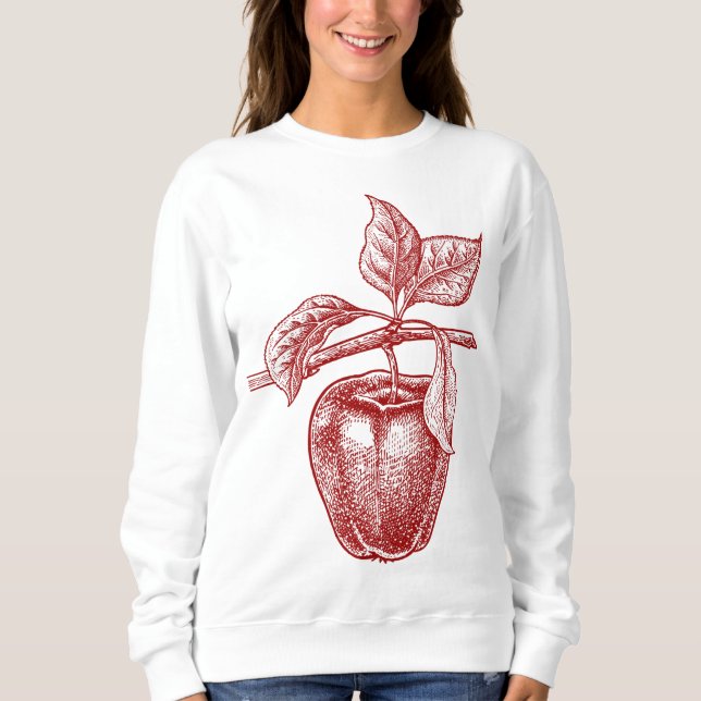 Apfelrot Retro Vintag zeichnend - Apfel Sweatshirt (Vorderseite)