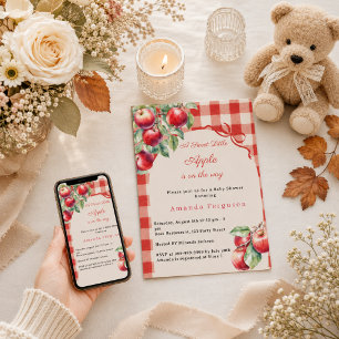 Apfelrotes Gingham-Mädchen Baby Shower Einladung