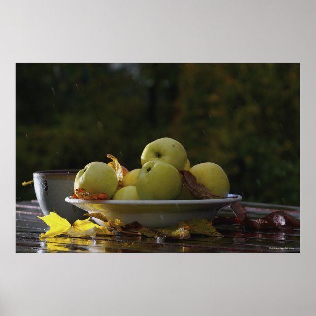 Äpfelschale und Blätter Poster (Vorne)