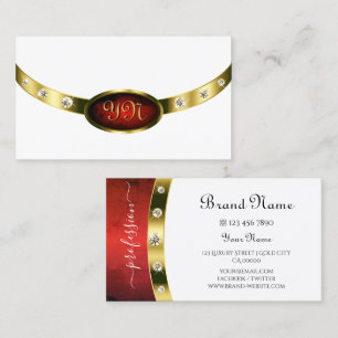 Apfelwein-Rot-Marmor mit Monogram-Diamanten Visitenkarte