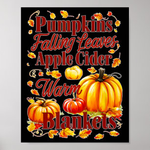Apfelwein Warme Decken Blätter fallen Halloween Fu Poster