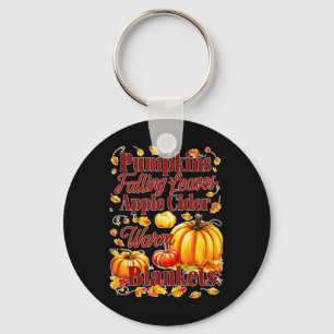 Apfelwein Warme Decken Blätter fallen Halloween Fu Schlüsselanhänger