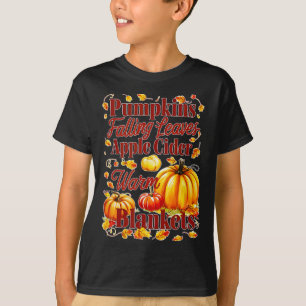 Apfelwein Warme Decken Blätter fallen Halloween Fu T-Shirt