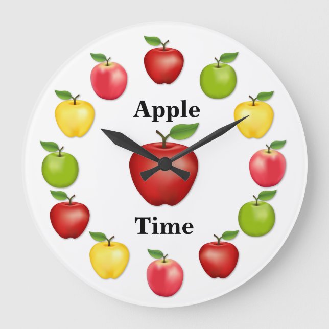 Apfelzeit, köstlich, Granny Smith, rosa Sorte Große Wanduhr (Vorderseite)