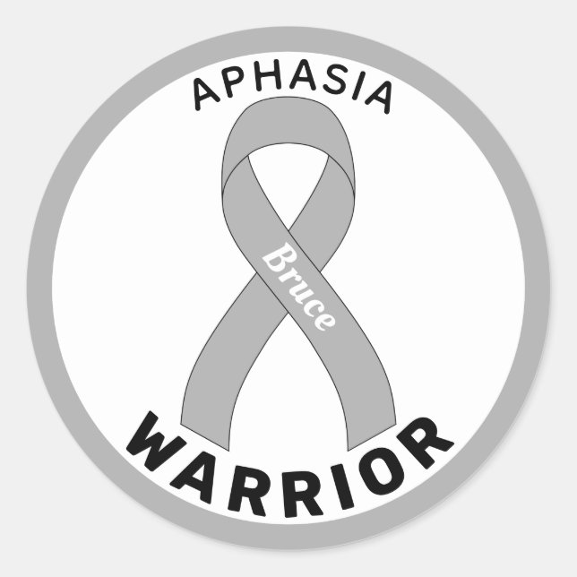 Aphasia Warrior Ribbon White Round Sticker (Vorderseite)