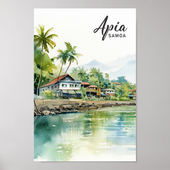 Apia Samoa Wasserfarbenmalerei Reisen Poster (Vorne)