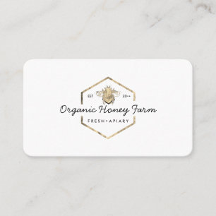 Apiarist Logo Gold Bumble Bee Honeycomb Visitenkarte