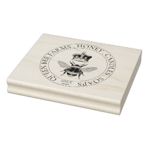 Apiary Bee and Crown Marketing Gummistempel