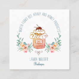 Apiary Bee Honey Jar Floral Quadratische Visitenkarte