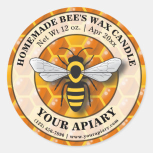Apiary Bee's Wax Candle Étiquette Honeycomb Modèle