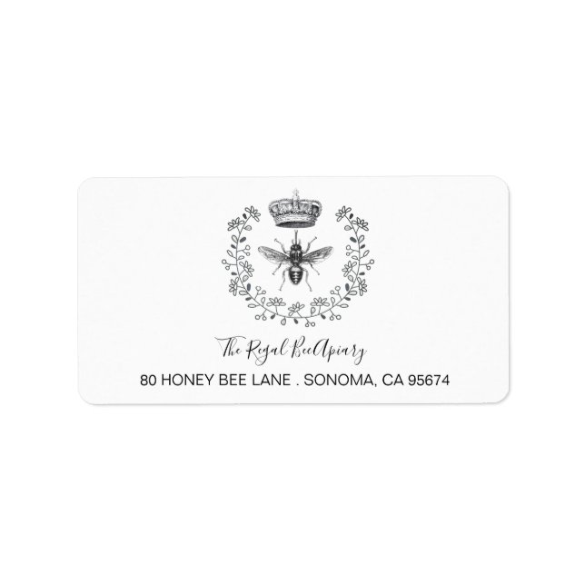 Apiary Elegant Honey Bee Crown Laurel Beekeeper Adressaufkleber (Vorne)