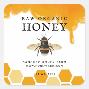 Apiary Honey Farm Jar Labels Quadratischer Aufkleber