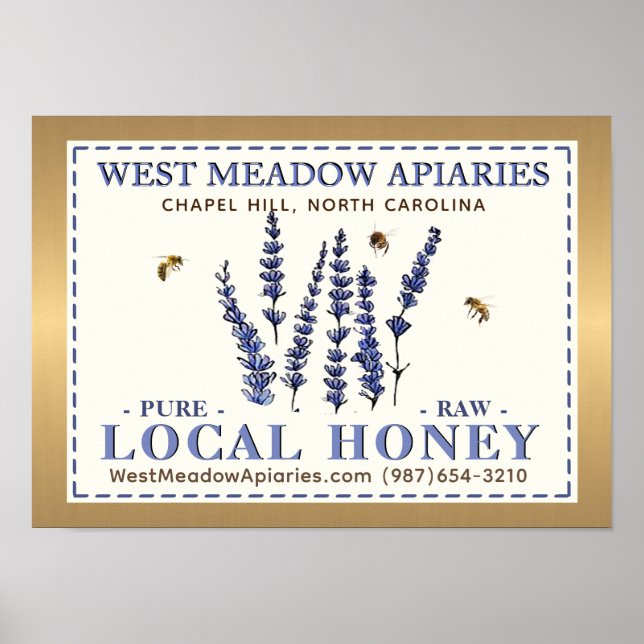 Apiary Name Farmer's Market Gold Local Honey Poster (Vorne)