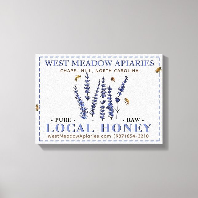 Apiary Name Farmer's Market Sign Board Local Honey Leinwanddruck (Vorderseite)