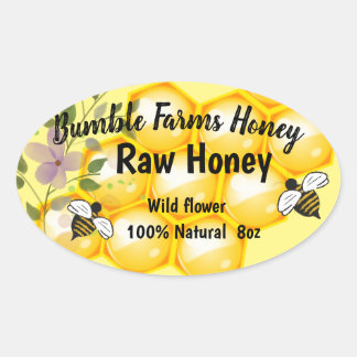 Apiary RAW HONEY Custom Label Ovaler Aufkleber