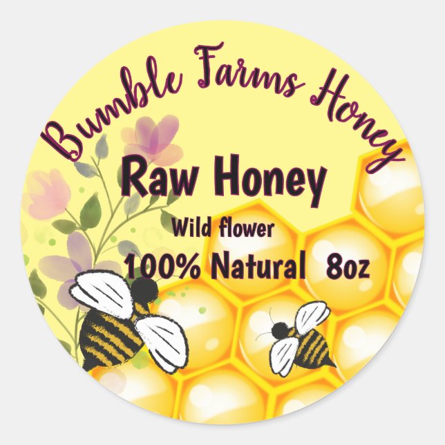 Apiary RAW HONEY Custom Label Runder Aufkleber (Vorderseite)
