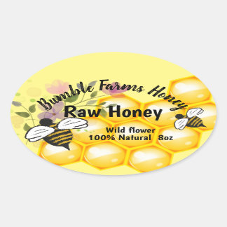 Apiary RAW HONEY Custom OVAL label Ovaler Aufkleber
