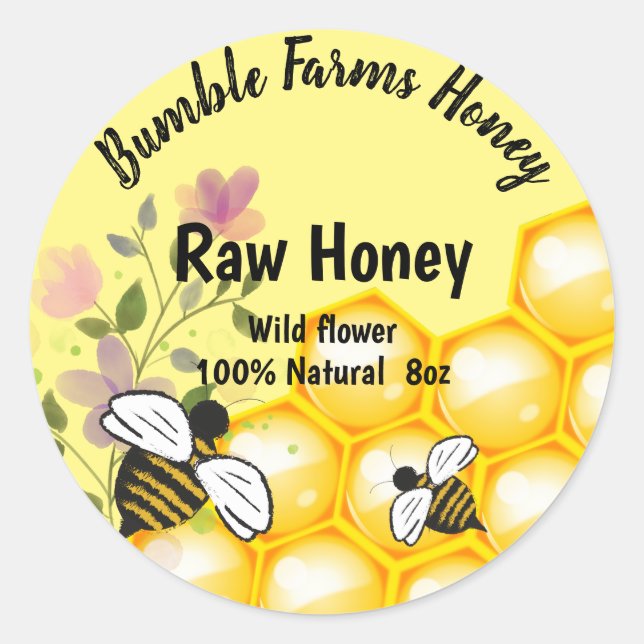 Apiary RAW HONEY étiquette personnalisé (Devant)