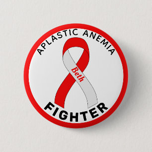 Aplastic Anämia Fighter Ribbon White Button