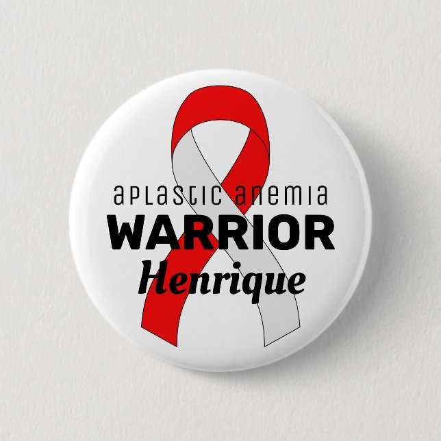 Aplastic Anämia Warrior Ribbon White Button (Vorderseite)