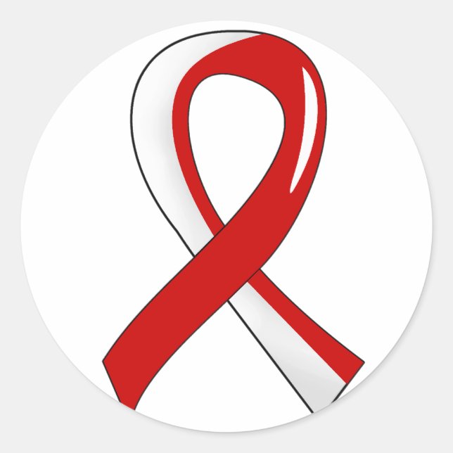 Aplastic Anemia Red White Ribbon 3 Runder Aufkleber (Vorderseite)