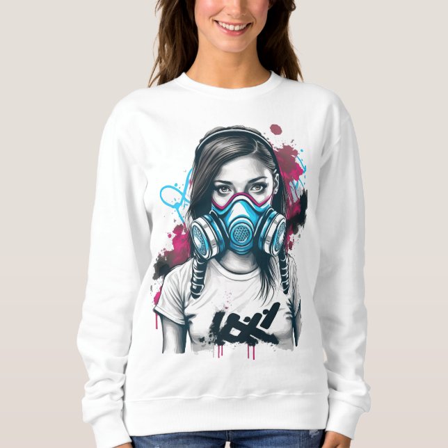 Apokalypse Girl Gas Maske Sweatshirt (Vorderseite)