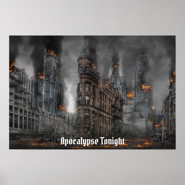 Apokalypse heute Abend brennende Stadt Poster (Vorne)