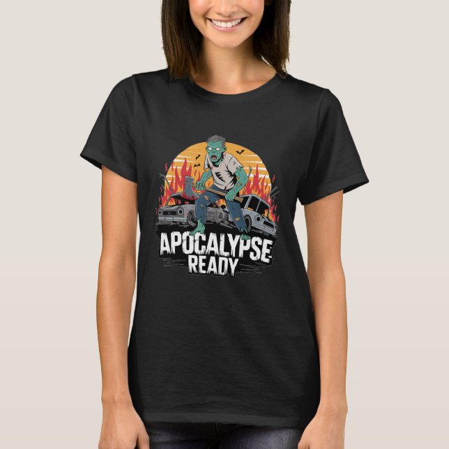 Apokalypse Ready Zombie Halloween T-Shirt (Vorderseite)