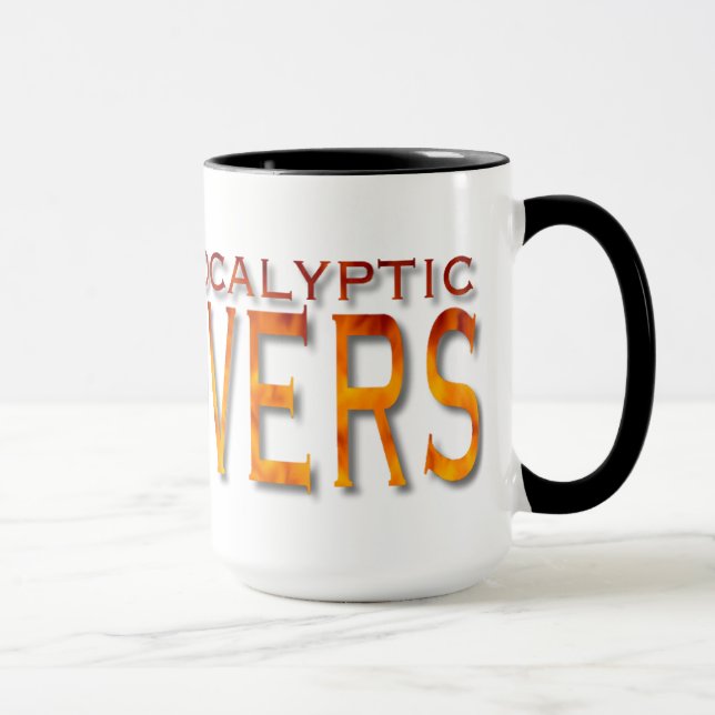 Apokalyptische Liebhaber - feuern Sie Logo/weiße Tasse (Rechts)