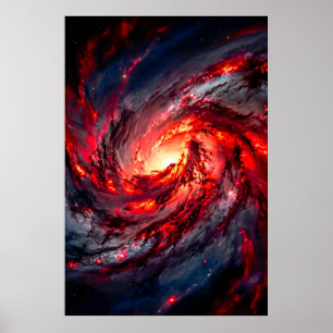Apokalyptische rote Kohle Raumnebelgalaxie Poster