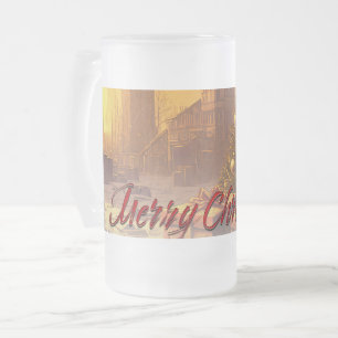 Apokalyptische Weihnachtsmotif, mit Geschenken Mattglas Bierglas