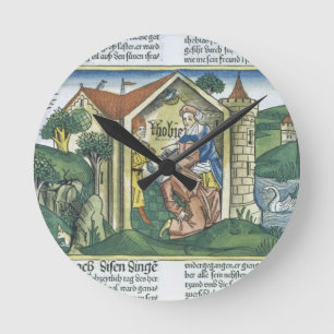 Apokryphen: Tobit ist durch den Dung des Spatzen Runde Wanduhr