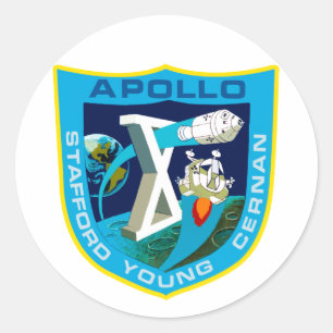 Apollo 10:  Zum Mond wieder! Runder Aufkleber