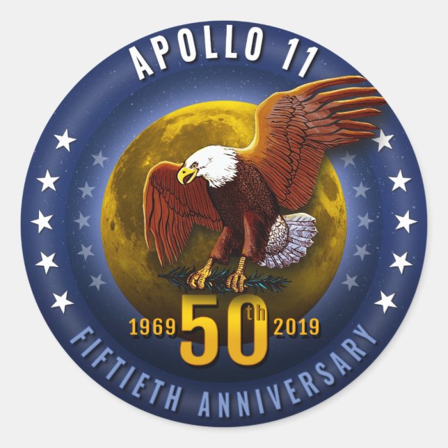 Apollo 11 50 Jahre Starfield Moon Eagle - Runder Aufkleber (Vorderseite)