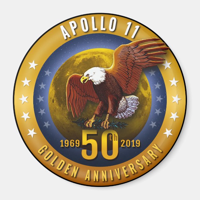 Apollo 11 50th Anniversary Golden Eagle and Moon - Magnet (Vorne)
