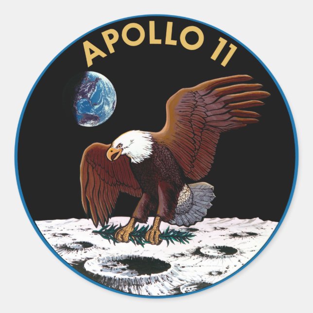 Apollo-11-Abzeichen Runder Aufkleber (Vorderseite)