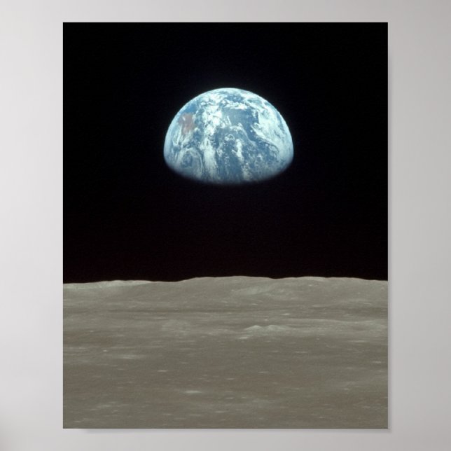 Apollo 11 Blick auf die Erde über dem Mond aufstei Poster (Vorne)