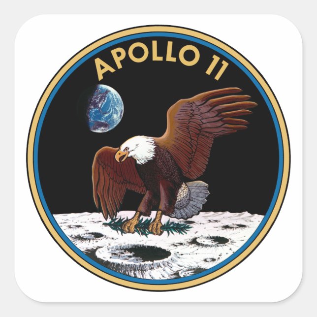 Apollo 11-Insignien Quadratischer Aufkleber (Vorderseite)