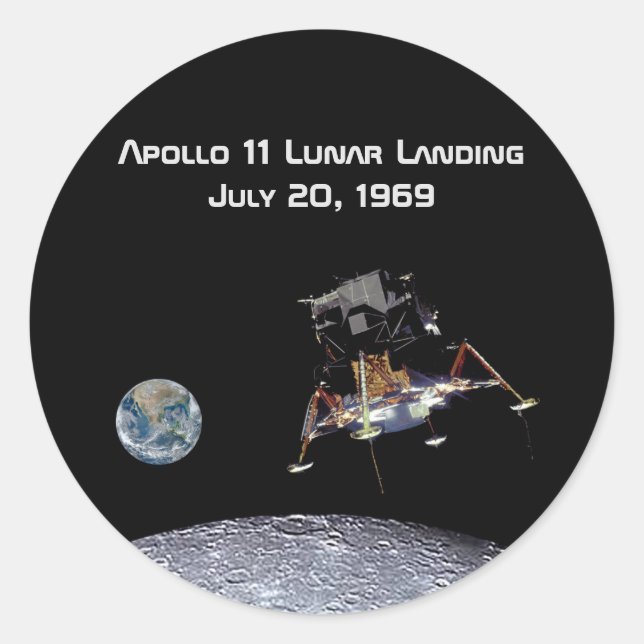 Apollo 11 Lunar Landing Runder Aufkleber (Vorderseite)