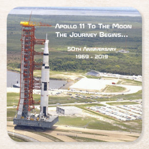 Apollo 11 Mission zum Mondjubiläum Rechteckiger Pappuntersetzer