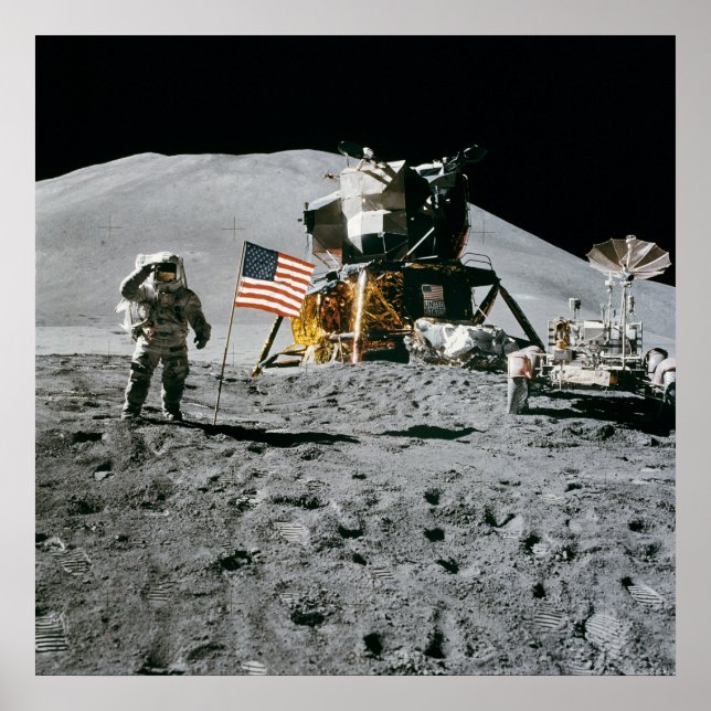 Apollo 15, Jim Irwin auf dem Mond. Großes Foto Poster (Vorne)