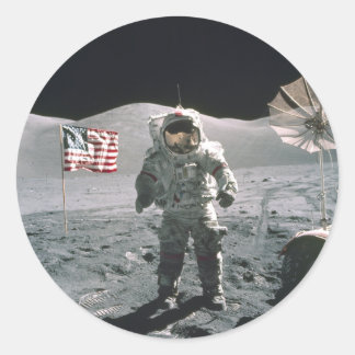 Apollo 17 Last ma auf dem Mondsticker Runder Aufkleber