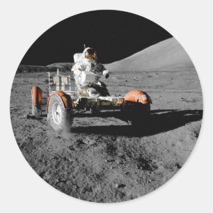 Apollo 17 Mondrovfahrzeug der NASA Runder Aufkleber