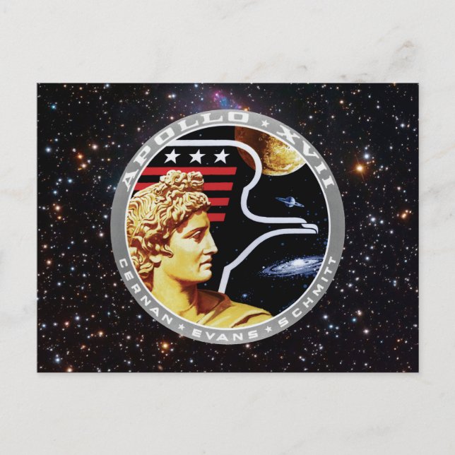 Apollo 17 NASA-Missionsabzeichen Logo Postkarte (Vorderseite)