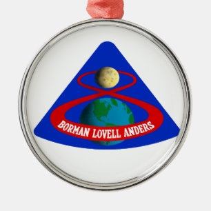 Apollo 8:  Erste Männer zum Mond! Silbernes Ornament